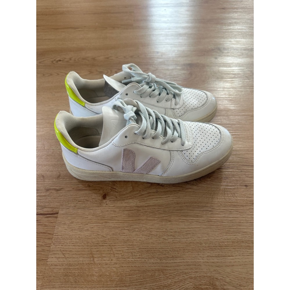 Veja x Madewell V-10 Womens 8 EU 39 White Pink Neon Leather Sneakers